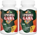 Liposomal GABA mit L-Theanin Ergänzungen 1200mg - Hohe Absorption GABA-Komplex mit Ashwagandha, Kamille, Tart Cherry Kräuter Ergänzungen für Männer und Frauen, 120 Softgels