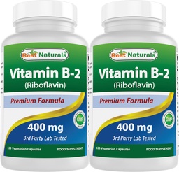 Best Naturals Vitamin B2 (Riboflavin) 400mg - Migraine Relief - Veggie Kapseln - Conezyme Precursor - 120 Count (120 Count (Pack von 2))