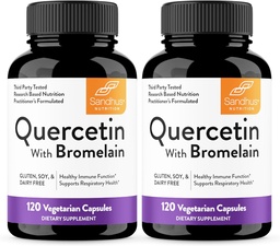Sandhu's Quercetin mit Bromelain Vegetarian Capsules Supplements 120 Count (Pack of 2) | Bioflavonoids for Immune Support & Respiratory Health, Seasonal Allergy Support | Quercitin for Men and Women