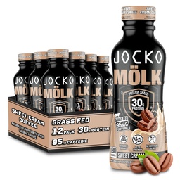 Jocko Fuel Mölk 30g Gras Fed Protein Shakes - No Added Sugar Protein Drinks KETO Friendly - Ready to Drink 12 FL Oz (Pack mit 12) Sweet Cream Coffee