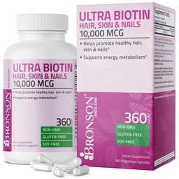 Bronson Ultra Biotin 10.000 Mcg Haarhaut und Nails Supplement, Nicht-GVO, 360 Vegetarische Kapsel