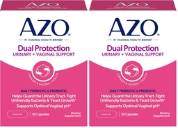 AZO Dual Protection | Urinary + Vaginal Support* | Prebiotic Plus Clinical Proven Women's Probiotic | Starts Arbeiten innerhalb von 24 Stunden | Non-GMO | 30 Count (Pack von 2)