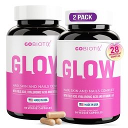 GOBIOTIX Hair Skin and Nails Vitamin Supplement - 10000mcg Biotin Pillen mit Hyaluronsäure, Folat, Eisen, Magnesium und Zink - Collagen Produktion, Haarwachstum - 60 Servietten