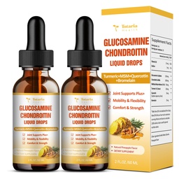 (2 Packs) Glucosamin Chondroitin MSM Support Joint Health - Chondroitin Sulfate Supplement Turmeric, Quercetin, Bromelain, MSM Öl