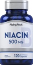 Piping Rock Niacin 500mg Flush | 120 Kapseln | Nicht-GVO und glutenfreie Ergänzung