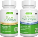 Super B-Complex + Zink-Komplex Vegan Bundle, Methylierte erhaltene Freisetzung B Complex + 25mg Chelat Zink Picolinat & Bisglycinat mit Kupfer, von Igennus