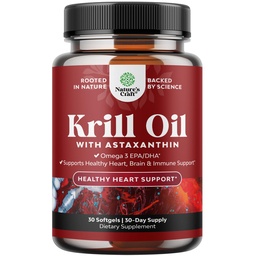 Krill Omega 3 Fish Oil Softgels - Krill EPA & DHA Fish Oil Omega 3 Supplement für Frauen und Männer für Immununterstützung, Gesundes Gehirn & Herz Gesundheit - Burpless Fatty Acids Supplement - 30 Count