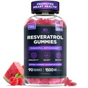 EFFECTIVE NUTRA Resveratrol Gummies 1500mg | Zuckerfreie Ergänzung für Antioxidans Unterstützung, Immunität, Herzgesundheit und Gehirnfunktion | 45-Tage Versorgung, Natürliche Berry Flavor, Made in USA (90 Count)