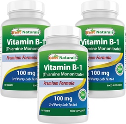 Best Naturals Vitamin B1 als Thiamine Mononitrate 100 mg Tabletten (120 Graf (Pack von 3))