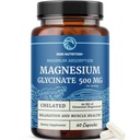 Magnesium Glycinate 500mg | Chelat für hohe Absorption | Muskelentspannung, Knochen, Herz, Nerve, Schlaf &amp; ruhige Unterstützung für Frauen & Männer | Magnesium Chelat Supplement & Bisglycinat Complex | 60ct