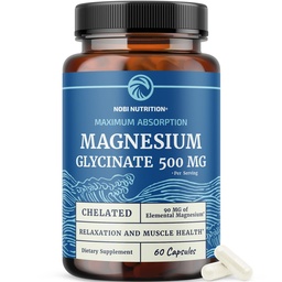 Magnesium Glycinate 500mg | Chelat für hohe Absorption | Muskelentspannung, Knochen, Herz, Nerve, Schlaf &amp; ruhige Unterstützung für Frauen & Männer | Magnesium Chelat Supplement & Bisglycinat Complex | 60ct