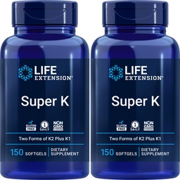 Life Extension Super K, 150 Softgels (Pack von 2) mit Vitaminen K und K2