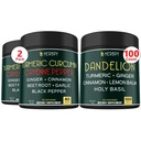 Bundle 7in1 Turmeric Curcumin & 6in1 Dandelion Supplement - Unterstützung Herz, Verdauung Gesundheit und Immunsystem