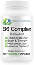 B6 Complex Vegan Vitamin B6, B9 Folate, B12 Methylcobalamin unterstützt Herz-Kreislauf-, Neuromuskulär-, Nervensystem, Homocystein, Energie, Blutzelle & Knochengesundheit 100 Caps