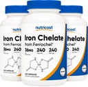 Nutricost Chelat Iron, As Ferrochel, 36mg, 240 Kapseln (3 Flaschen)