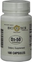 Bio-Tech Pharmacal D3-50 50.000 IE, 100 Kapseln Ð All-Natural Supplement Ð Unterstützt Knochen, Herz Neuromuskulär, & Immune Health Ð Keine Milchprodukte, Fisch, Gluten, Erdnuss, Schalentiere, & Soja
