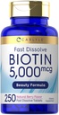 Carlyle Biotin 5000mcg | 250 Fast Dissolve Tabletten | Supplement für Männer und Frauen | Vegetarier, Nicht-GVO, Glutenfrei