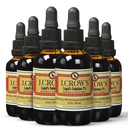 J.CROW'S® Lugol's Lösung von Jod 2% 2 oz (6 Flasche) - Premium Jod & Kaliumjodid Flüssigkeit, Gluten & Alkoholfreie natürliche Sole Extrakt, kein Ablauf - 1200 Tropfen