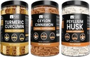 PURE ORIGINAL INGREDIENTS Ceylon Cinnamon, Psyllium Husk, und Turmeric Capsule Bundle (730 Kapseln jeder), keine Magnesium- oder Reisfüller