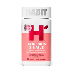 Habit Hair, Skin & Nails Supplement (60 Kapseln) - New Look, unterstützt Haut Hydration, Haar- und Nagelfestigkeit, Biotin 2000mcg, Vitamin A & C, Hyaluronsäure, Rosehip, Vegan, Non-GMO (1 Packung)