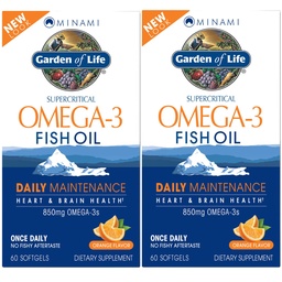 Garten des Lebens EPA/DHA Omega 3 Fischöl - Minami Natural Brain Funktion, Herz- und Stimmungsergänzung, 120 Zähler (60-ct 2-Pack)