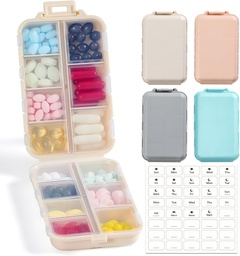 4 Pack, 14 GRIDS Travel Pill Organizer Box mit Etiketten - Travel Medicine Case Kit - Pocket Daily Pharmacy Container - Travel Medication Holder Dispenser für Fish Oil Vitamin Supplement Storage