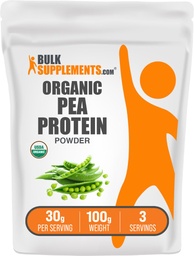 BulkSupplements.com Organic Pea Protein Powder - Pflanzenbasiertes und veganes Proteinpulver - Unflavored & Glutenfrei, 30g pro Servierung, 100g (3,5 oz) (Pack von 1)