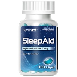 HealthA2Z Schlafhilfe, Diphenhydramine Softgels, 50mg, unterstützt tieferes, restliches Schlafen, Nicht Habit-Forming (100 Zähler)