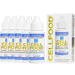 Cellfood Oxygen Boost - 1 fl oz, 5 Pack - Flüssige Sauerstoff-Ergänzung für lymphatic Drainage, Höhe Krankheit, Jet Lag, Fatigue, Kopfschmerzen, Hangovers & Energy - Glutenfrei, Cert. Kosher
