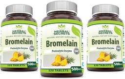 Herbal Secrets Bromelain 500 Mg 120 Tabletten Supplement | Paket von 3 | Non-GMO | Gluten Free | Made in USA