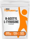 BulkSupplements.com N-Acetyl L-Tyrosin Pulver -Tyrosin-Ergänzung, NALT Pulver, Aminosäure-Ergänzung - Unflavored & Glutenfrei, 400mg pro Servierung, 250g (8.8 oz) (Pack von 1)