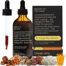 Blend No.1-6 Mushroom Blend Tincture Reishi, Chaga, Lions Mane, Turkey Tail, Cordyceps, & Shiitake, Natural Support Immunity Booster, Erhöhen Sie Energie & Cognitive Funktion (240 Servierungen)