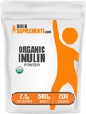 BulkSupplements.com Organic Inulin Pulver - Inulin Supplement, lösliches Faserpulver - Vegan & Glutenfrei - 2,5 g pro Portion, 500 g (1,1 lbs) (Paket von 1)
