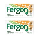 Fergon High Potency Eisen Ergänzung Tabletten, 100 Zähler, Packung von 2