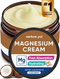 Venture Pal Magnesium Lotion, topische Magnesiumcreme für Schlaf, Leg Cramps & Schmerz, Muskelentspannung, ruhig, Feuchtigkeitsergänzung mit Kokosöl, Shea Butter & Hyaluronsäure, Safe für Kinder