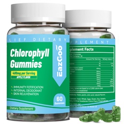 Zuckerfreie Chlorophyll-Gummien, Vitamin B12 Zink - Natürliches Deodorant*, Unterstützt gesunde Haut- & Körper-Detox*, Immun- & Verdauungsunterstützung, Kaubare Chlorophyll-Ergänzung für Frauen - 60 Zähler