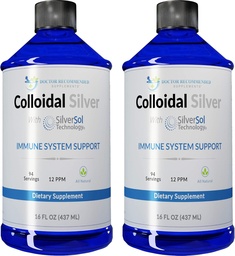 Kolloidale Silberflüssigkeit - 12 PPM Premium Silber Lösung, 60 MCG Per Serving, Alle natürlichen, Vegan Immunsystem Unterstützung, Ionic Silver Water Daily Mineral Supplement (2-16 Fl oz Flaschen)