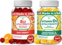 Lunakai Vitamin B12 und Vitamin D3 Gummi Bundle - 3000 mcg B12 und 25 mcg 1000 UI VIT D3 - Glutenfrei, No Corn Syrup, Organic, Non-GMO, Plant Based Gelatin Free