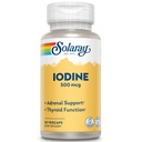Solaray Iodine 500 mcg, Iodine Ergänzung für gesunde Adrenal und Schilddrüse Unterstützung, Energie, Stoffwechsel und Fokus, Kalium-Iodide, Vegan, 60-Tage Geld-Back-Garantie, 30 Servietten, 30 VegCaps
