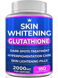 Glutathion Whitening Pillen - 180 Kapseln 2000mg Glutathion - Effektive Haut-Beleuchtung Ergänzung - Dark Spots, Melasma & Akne Nar Remover, Hyperpigmentierung Behandlung - Anti-Aging Antioxidant