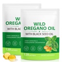 Öl von Oregano Softgels, 2 in 1 Öl von Oregano mit schwarzem Samenöl 240 Zähler, Oregano Ölergänzung Kapseln, Bio Oregano Öl Extrakt, Non-GMO, Glutenfrei - 2 Tasche