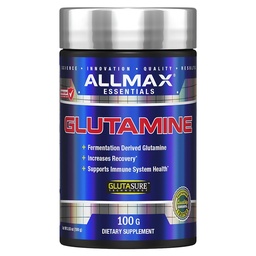 ALLMAX Essentials GLUTAMINE - 100 g Pulver - Fermentation-Derived Glutamine - Erhöht Erholung & Unterstützt Immunsystem - Glutenfrei & Vegan - 20 Portionen