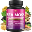 BMVINVOL Sea Moss Black Seed Shilajit Ashwagandha + Bladderwrack, Ginger, Moringa, Turmeric, Burdock, Ginseng, Rhodiola Rosea - 100 Kapseln