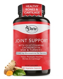 Pure By Nature Joint Support, Glucosamin mit Chondroitin Turmeric MSM Boswellia Supplement, 180 Kapseln