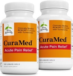 Terry Natürlich CuraMed Akute Schmerzlinderung - Ergänzung mit BCM-95 Curcumin & BOS-10 Boswellia - Schwarzes Sesam Öl zur Unterstützung Relief von okzialen Störungen - 120 Flüssige Gele (Pack von 2)