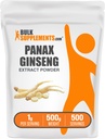 BulkSupplements.com Ginseng Root Extract Powder - Panax Ginseng Supplement, Kräuterergänzung - Vegan & Glutenfrei, 1g pro Servierung, 500g (1.1 lbs) (Pack von 1)