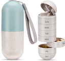 Zannaki 2 in 1 Pill Organizer mit Cutter,Grain Fiber Weekly Pill Case Large Compartment Moisture Proof,Magnetic Lock,BPA Free Travel Wander Pille Box 7 Tage Tabletten,Vitamine,Fish Oil, Ergänzungen