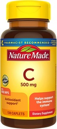 Nature Made Vitamin C 500 Mg Caplets mit Rose HIPS, 130 Tabletten (Pack von 3)