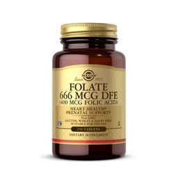 Solgar Folate 666 mcg DFE (Folsäure 400 mcg) - 250 Tablets - Prenataler Support - Non-GMO, Vegan, Glutenfrei, Dairy Free, Kosher - 250 Servietten