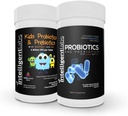 Intelligent Labs 2-in-1 Bundle of Kids Probiotics (6 Billion CFU mit Sunfiber und FOS) + Adult Probiotics (50 Billion CFU, 10 Strains), Keine Kälte erforderlich, 2 Monate Versorgung pro Flasche